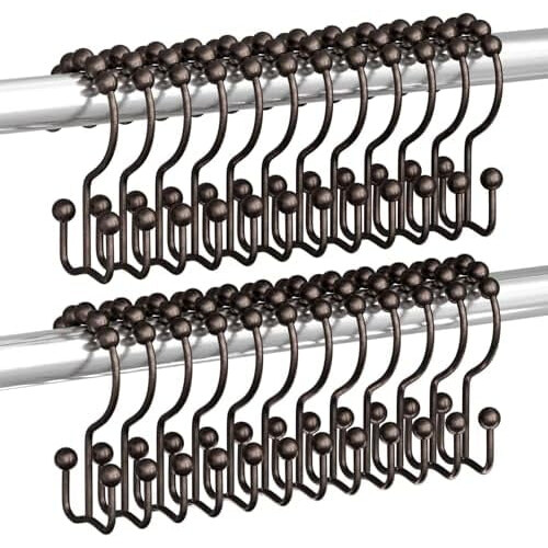 Doppelgleit-Duschvorhangringe, Metall, 12er-Set
