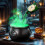 Witch's Cauldron with Mist Maker, Vintage Halloween Decor 1