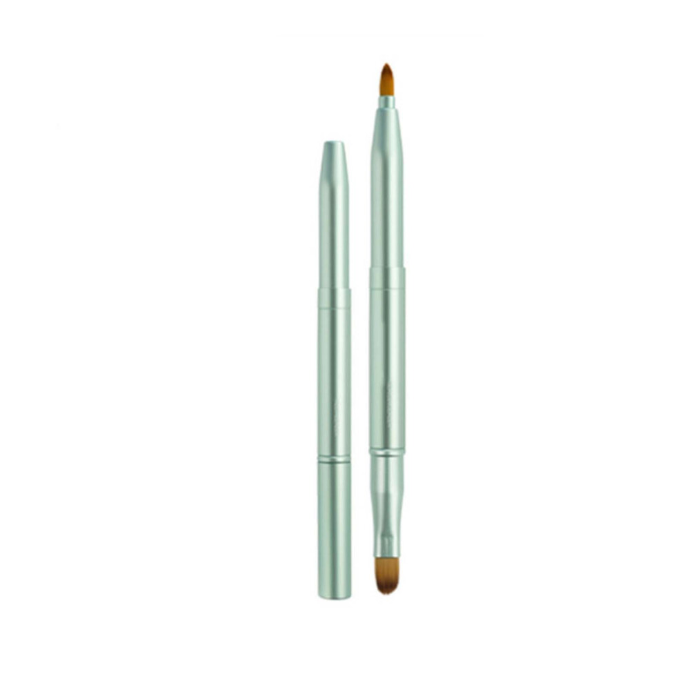 Green (Green) Portable Cover Metal Retractable Double-Ended Lip Brush Concealer Lipstick Brush