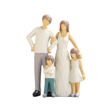 Hand-Painted Family of Three Resin Sculpture