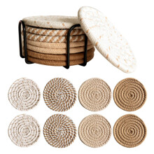 Lot de 8 dessous de plat de 20 cm résistants à la chaleur avec support de rangement
