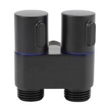 1 Einlass 2 Ausgänge Winkelventil G1/2 Schwarz 263g 66x62x60mm