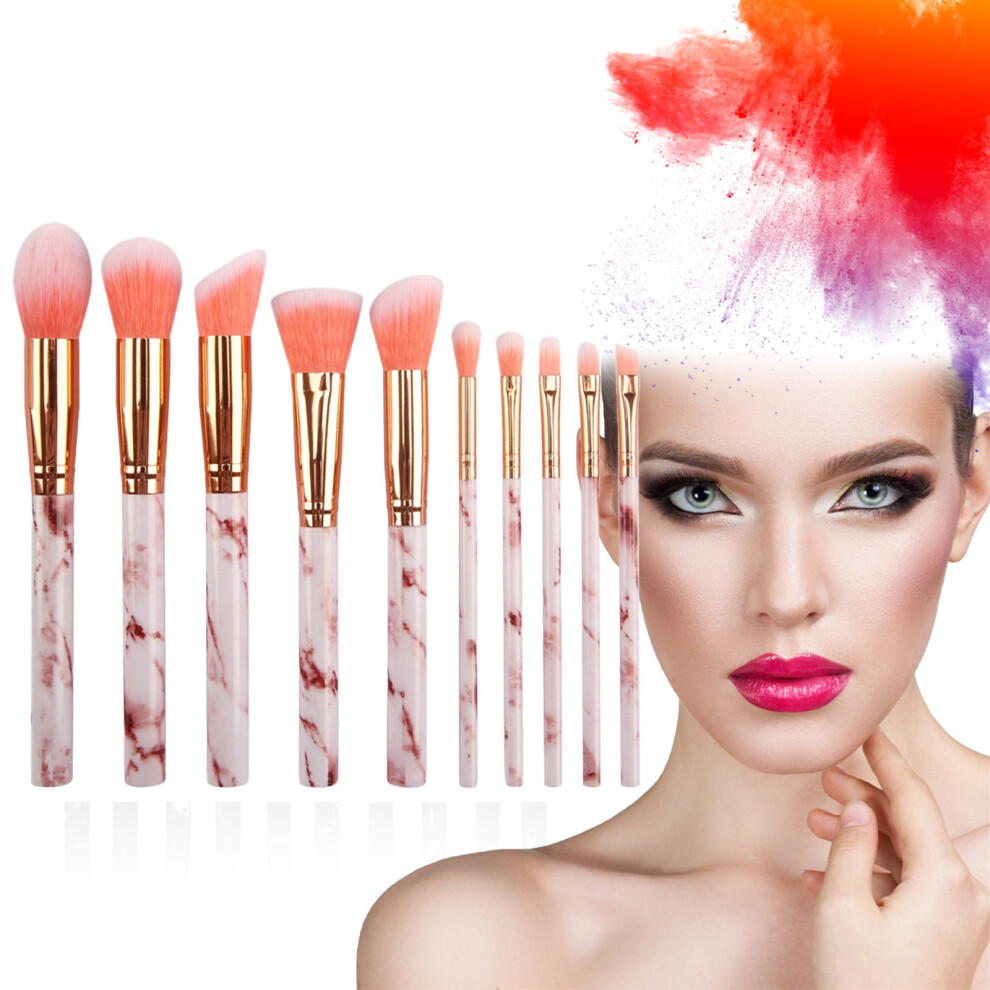 (Pink) 10PC Portable makeup brush set, brush, eye shadow brush set