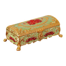 Klassieke rozenpatroon sieraden opbergdoos zinklegering-Groente