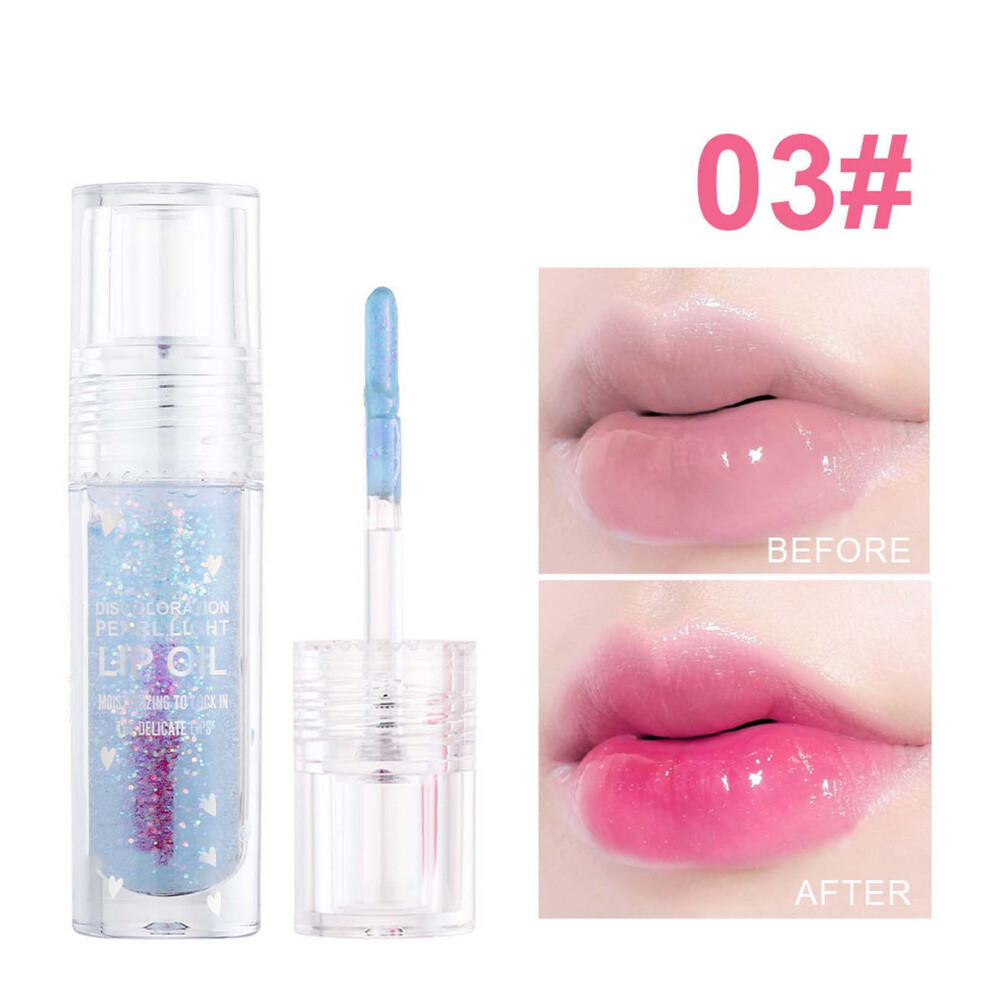 (C) Ice Clear Lip Gloss With Fine Sparkling Pearl Moisturizing Stained Lips Moisturizing Glaze Oil Lipstick Warm Change Lip Gloss Lip Gloss 2.5ml