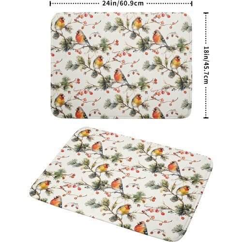 Vintage Bird Dish Drying Mat 18x24 Inch Reversible 1
