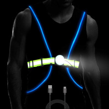 LED Running Light USB Rechargeable LED Reflective Vest Belt Super Brightness Safety Chest Night Light Adjustable Visibility Fiber Optics for Adult
