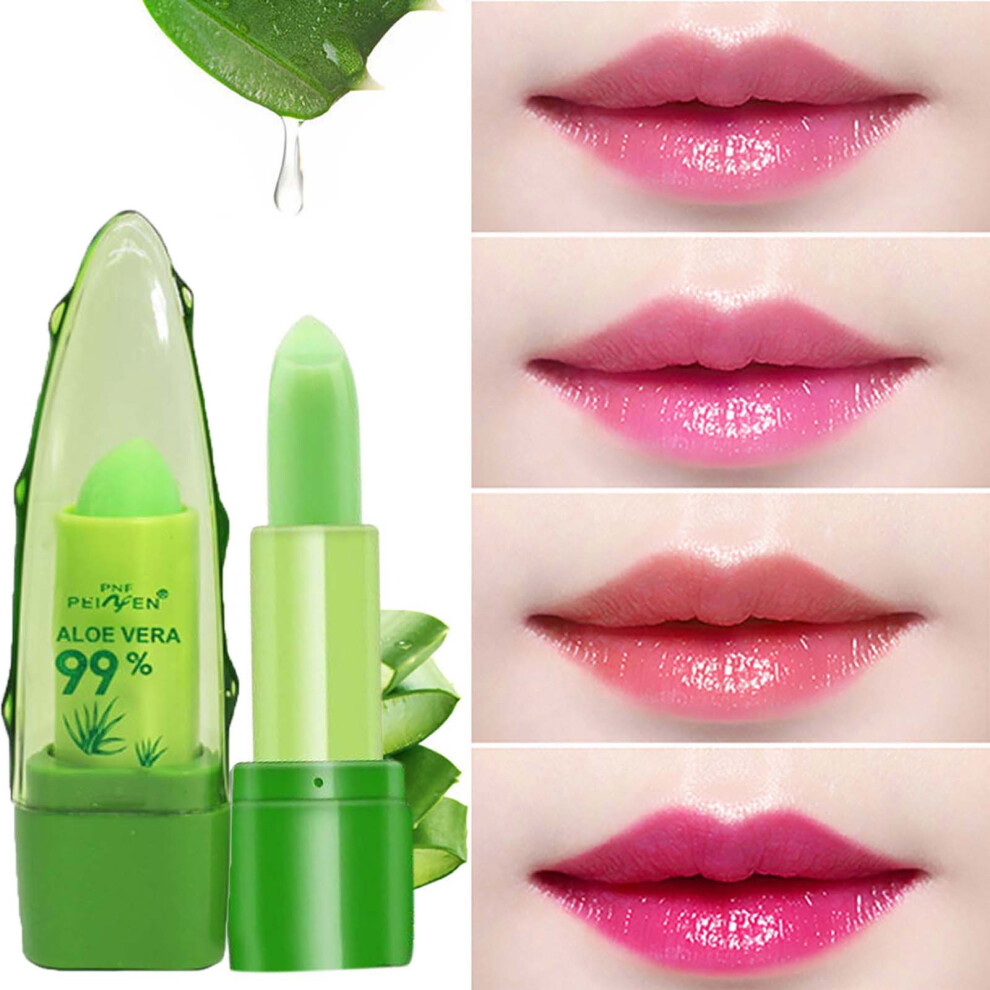 (Multicolor) Aloe Warm Change Lipstick Nourishing Moisturizing Hydrating No Color Loss Lipstick 5g