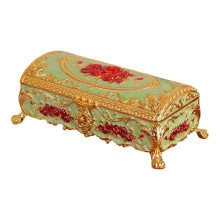 Traditional Zinc Alloy Ornamental Jewelry Chest For Rings-Green