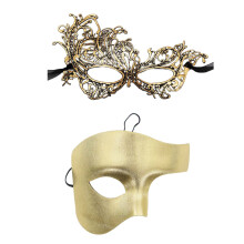 Masque de mascarade demi-visage élégant en dentelle, masque-Or