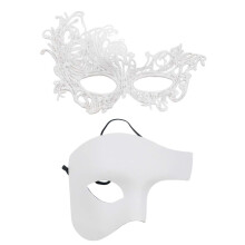 Masque de fête demi-visage en dentelle, masque de Costume-Blanc