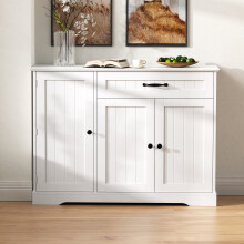 Credenza moderna ed elegante con 3 ante e un cassetto, mobile buffet per sala da pranzo, soggiorno e corridoio (bianca)