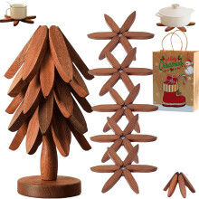 Wooden Tree Trivet Set 1 Base + 5 Pads
