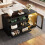 Schwarzer Moderner Sideboard mit 6 Schubladen, LED & Hohltür 1