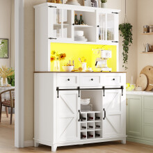 Mobile da cucina alto a LED con ripiani regolabili e illuminazione colorata, bianco, 10538,4180 cm