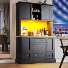 Mobile alto LED controllo app contenitore moderno nero 4 ante 5 cassetti antiribaltamento soggiorno cucina