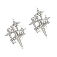 Star Shaped Rhinestones Earphone Decorations Sweat-Silver