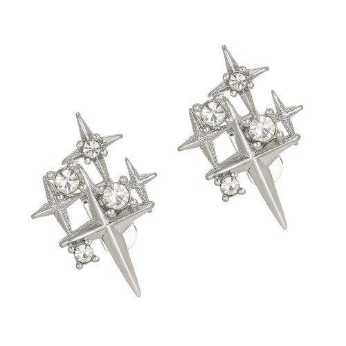 Star Shaped Rhinestones Earphone Decorations Sweat-Silver