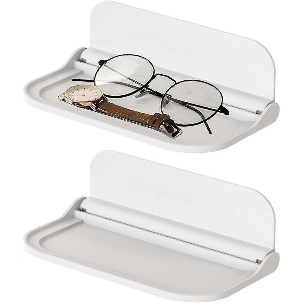 2Pcs Floating Shelves,Self Adhesive Shelf Adhesive Shelves Wall Shelf Wall Shelves For Bathroom,18X14cm 6438472310961