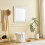 Square Wall Mirror 80x80cm, White Wood-Look Frame, Modern Decor 1