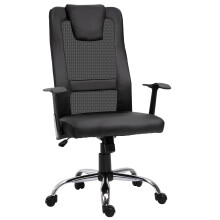Sedia da ufficio ergonomica a dondolo, regolabile in altezza con braccioli, nera, portata massima 120 kg.