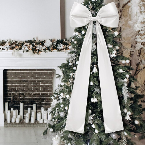 4 Ft White Cloth Bow Decor – Oversized Wedding & Party Bow