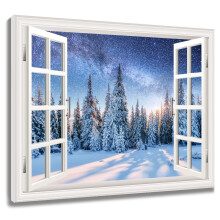 Winterlicher Schneewald auf Leinwand, 12 x 12 Zoll