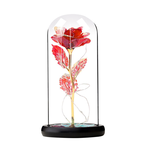 Rosa Roja Eterna en Cúpula de Cristal con Luces LED