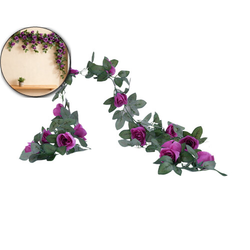 16-Head Artificial Rose Vine Garland 200 cm
