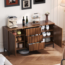 Credenza in rovere stile Mid-Century Modern, 150 cm, 3 cassetti, per cucina e soggiorno.