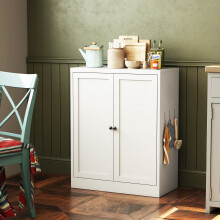 Mensola autoportante in metallo bianco da 88 cm, ripiani regolabili per mobile da cucina con maniglie ergonomiche