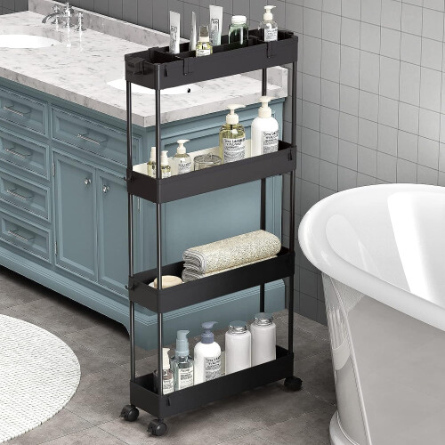 Chariot de rangement roulant Slim à 4 niveaux