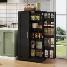 Mobile da cucina nero 120x60x40 cm, luce LED con sensore, doppia anta con ripiani regolabili.