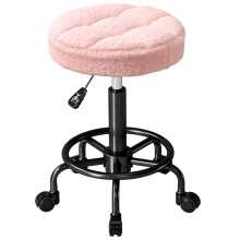 Sgabello girevole con ruote, regolabile in altezza da 50 a 66 cm, 360 per salone e ufficio, rosa.