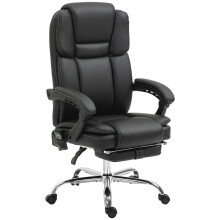 Ergonomic Reclining Office Chair with Massage, Heated PU Leather Black