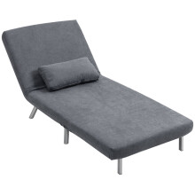 Poltrona imbottita con funzione letto, poltrona letto 2 in 1 per ospiti, rivestimento in tessuto con cuscini, grigio scuro.