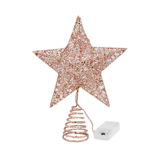 LED Christmas Tree Topper Star, 15cm Rose Gold