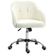 Ergonomic Swivel Office Chair, Height Adjustable Rocking Cream White