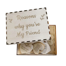 Boîte d'amitié en bois en forme de cœur avec cœurs à messages, 1 pièce