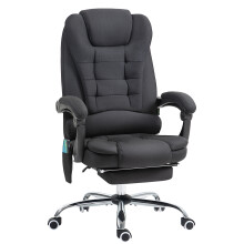 Poltrona da ufficio massaggiante, reclinabile, riscaldata, ergonomica, con poggiapiedi, nera