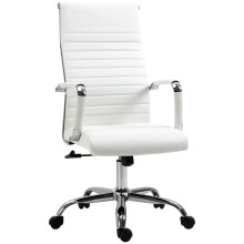 Ergonomiczny obrotowy fotel biurowy, biała sztuczna skóra, funkcja bujania, stalowe nogi, udźwig 120 kg