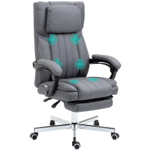 Sedia ufficio 5 modalità massaggio ergonomica reclinabile altezza regolabile poggiapiedi grigio lino