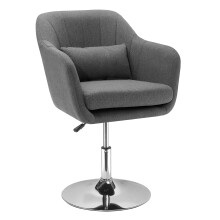Sgabello lavoro girevole ufficio altezza regolabile poliestere lino acciaio grigio scuro 57x57x77-87cm