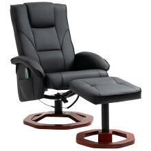 Massage Recliner Chair with 360 Swivel Footrest, PU Leather, Reclining