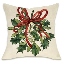 Kussenhoes met kerstboommotief, 18x18 inch, katoen/linnen