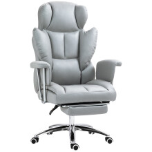 Sedia ufficio ergonomica poggiapiedi reclinabile altezza regolabile girevole 120kg grigio chiaro