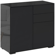 Credenza nera 2 cassetti 2 ante antiribaltamento soggiorno camera letto 117x36x74cm