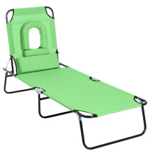 Adjustable Folding Lounge Chair for Garden & Beach, Reading Window, Green