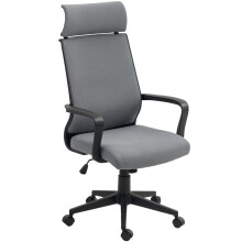 Ergonomic Office Chair with Headrest & Armrests, height adjustable, swivel rocking chair, dark grey faux wool upholstery