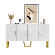Credenza bianca lusso 150cm ante laccate lucide maniglie dorate 4 ante ripiani regolabili